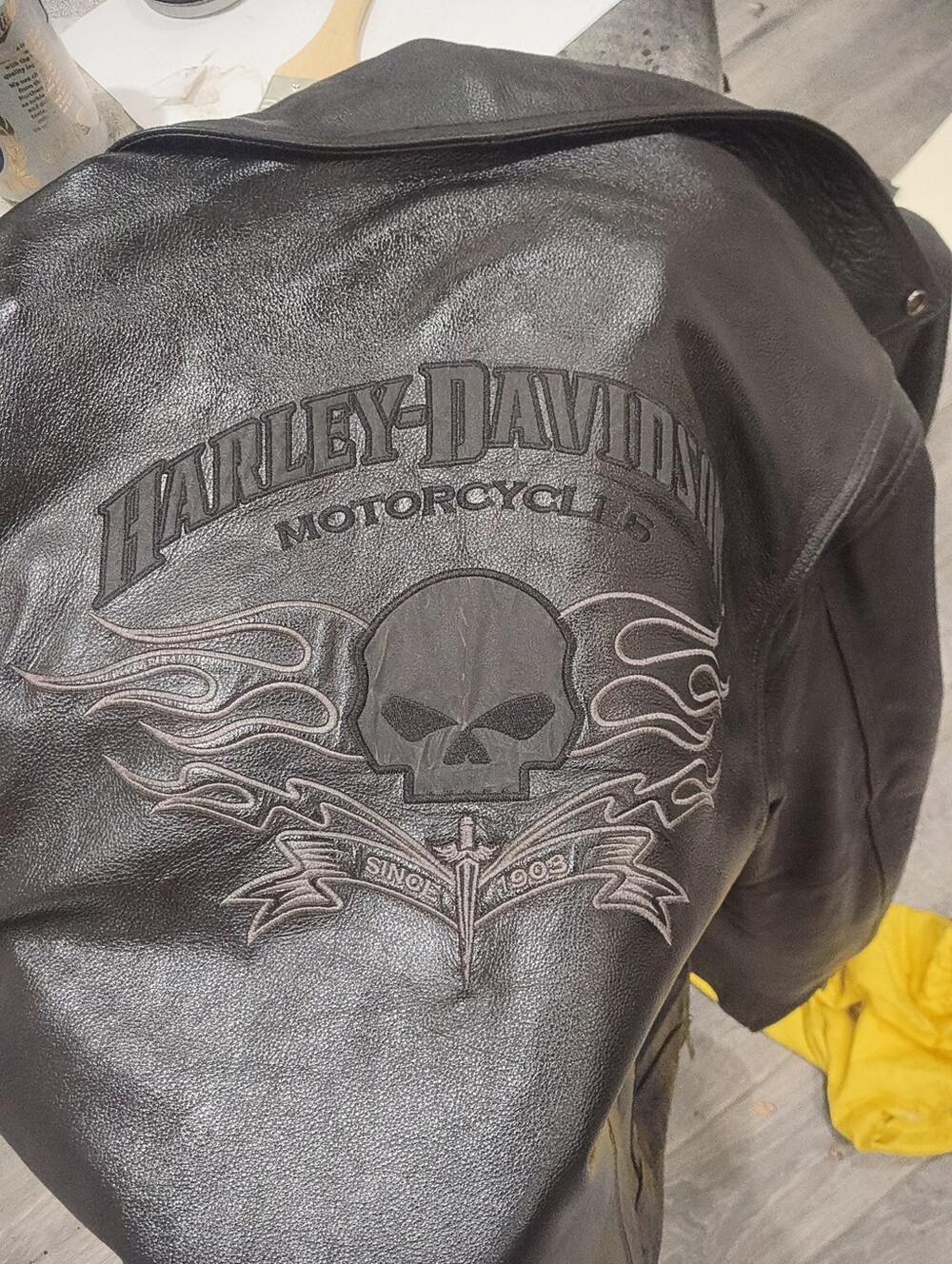 Vintage Harley-Davidson Williie G Black Leather Jacket with Graphic